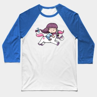 girl with a long tail rides a pony Baseball T-Shirt